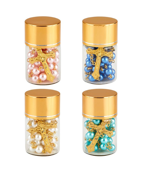 5mm Pearls of Faith Mini Rosaries in a Bottle Display