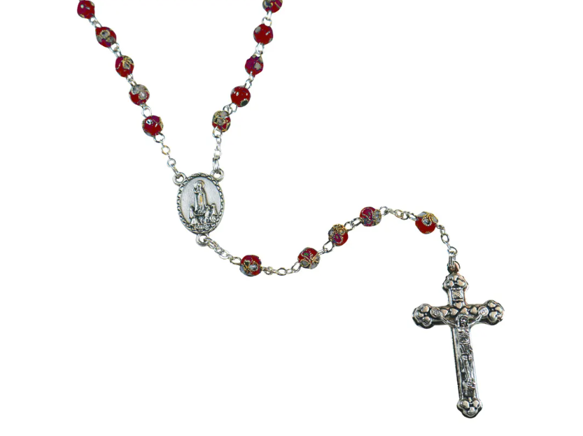7mm Red Cloisonné Our Lady of Fatima Rosary
