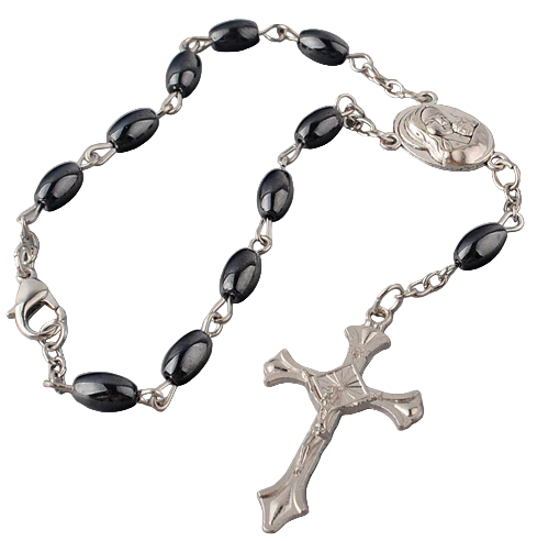 7mm x 10mm Hematite Jerusalem Soil Auto Rosary