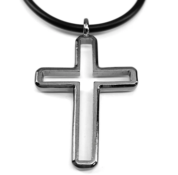 Cross Gunmetal Pendant Necklace