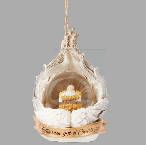 4.5" Glitterdome Baby Jesus in Angel Wings Ornament