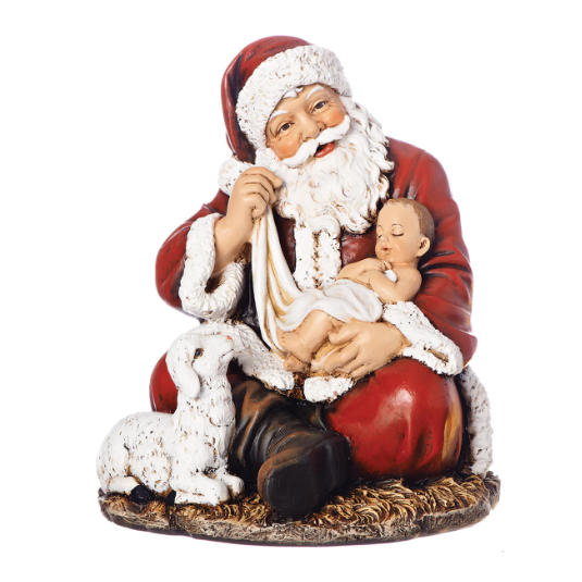 6" Santa Holding Baby Jesus Figure