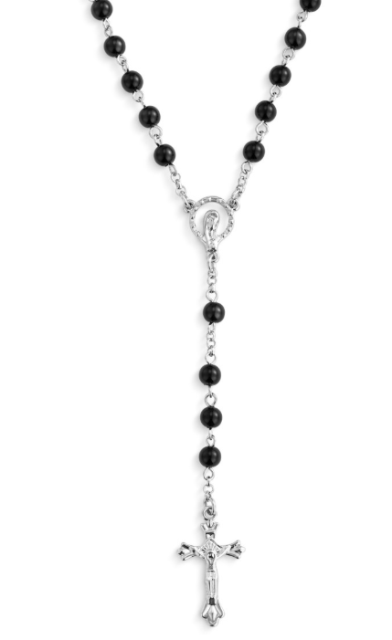 18" Black Rosary + Pouch