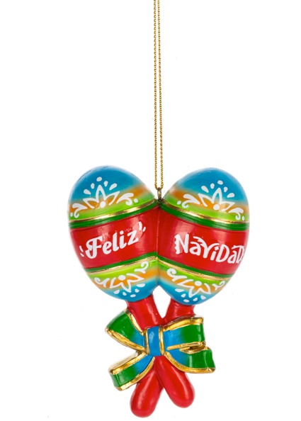 3.75" Maracas Ornament - Feliz Navidad