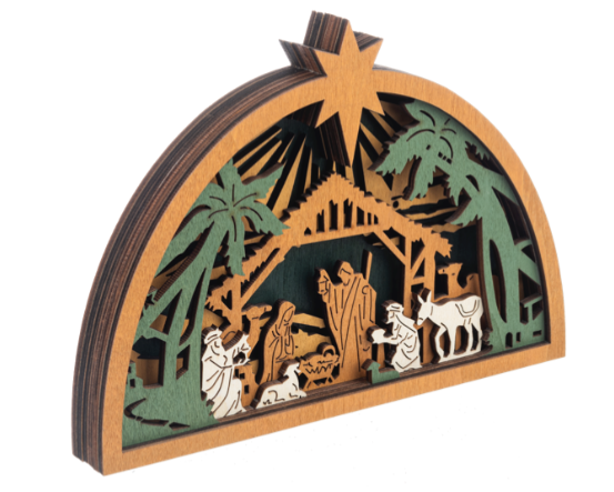 Laser Cut Wood Nativity Decor