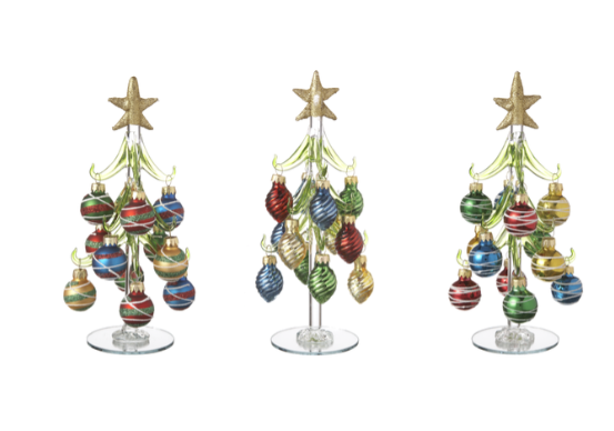 8.25" Christmas Trees with Ornaments