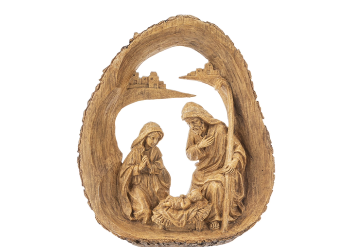 11"Holy Family Nativity Log Figurine