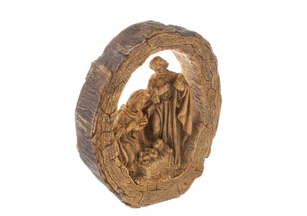 11"Holy Family Nativity Log Figurine