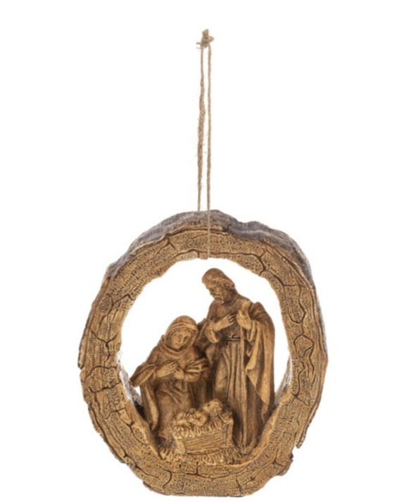 11"Holy Family Nativity Log Figurine