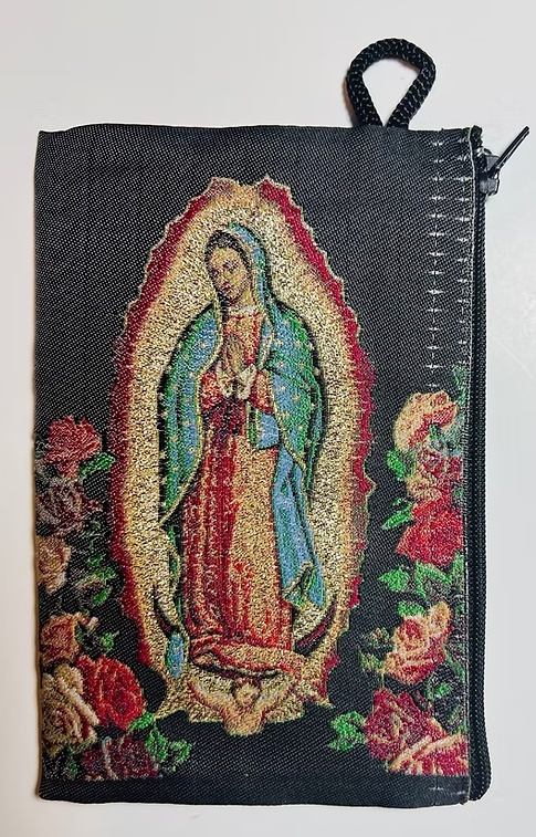 Our Lady of Guadalupe Rosary Pouch Black