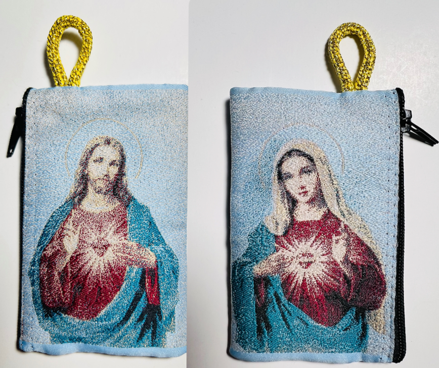 Sacred Heart of Jesus & Immaculate Heart of Virgin Rosary Pouch