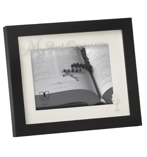 8" My First Communion Black Frame with Silver Chalice Emblem