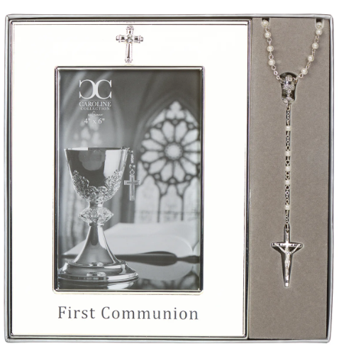 8" First Communion Frame & Rosary Gift Set
