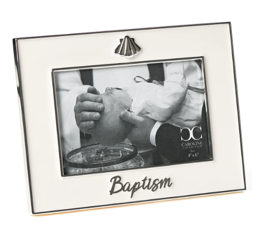 6.25"  Baptism Keepsake Frame with Shell Accent