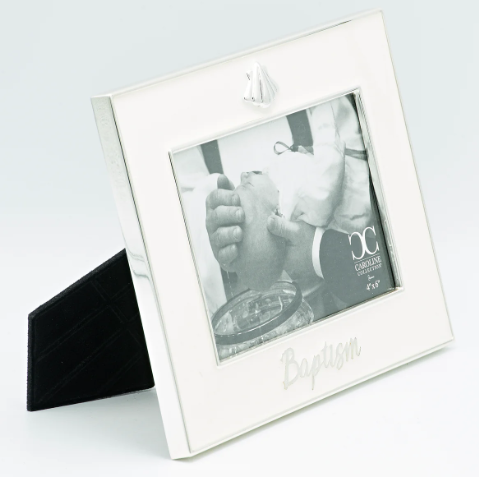 6.25"  Baptism Keepsake Frame with Shell Accent