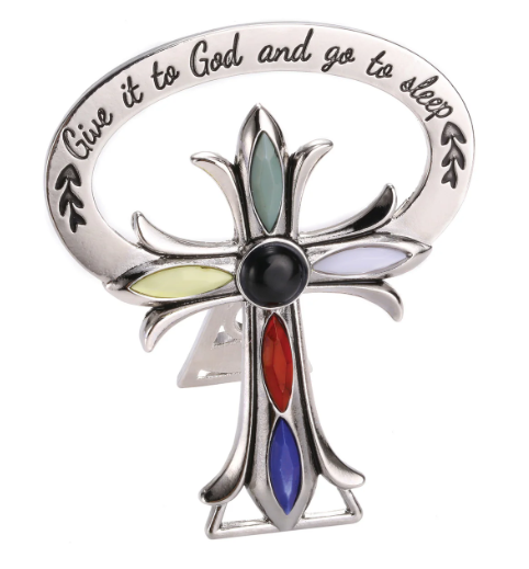 "Give It to God and Go to Sleep" Bedside Cross - Multi-Color