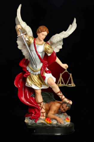8" St. Michael Statue with Wooden Base