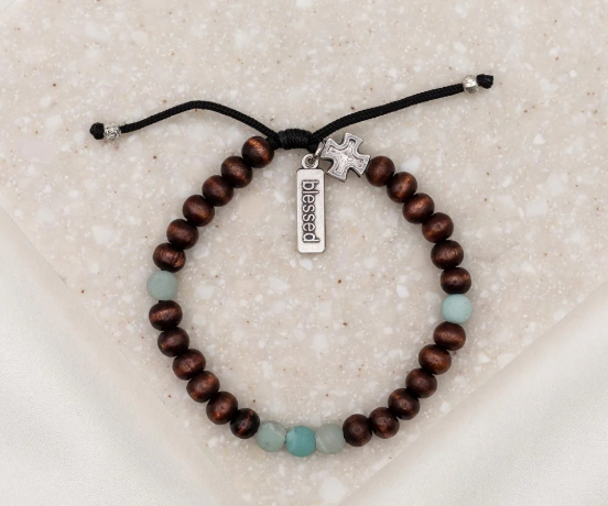 Family Virtues Olive Wood & Amazonite Bracelet for Him