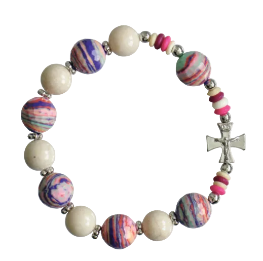 10/12mm Pink Gemstone Rosary Bracelet
