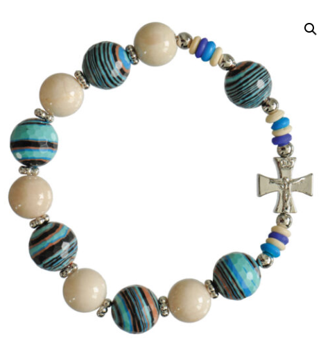 10/12mm Blue Gemstone Rosary Bracelet
