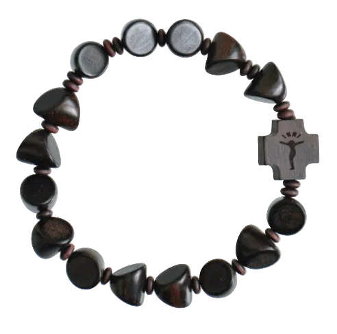 8mm Triangular Cut Jujube Wood Rosary Bracelet
