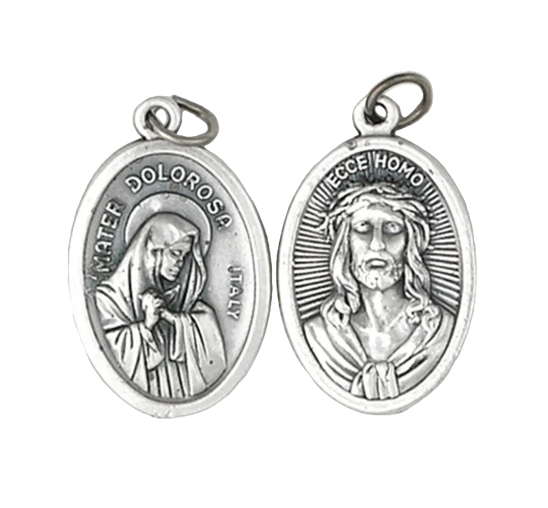 1" Our Lady of Sorrows and Jesus Double Sided Medal
