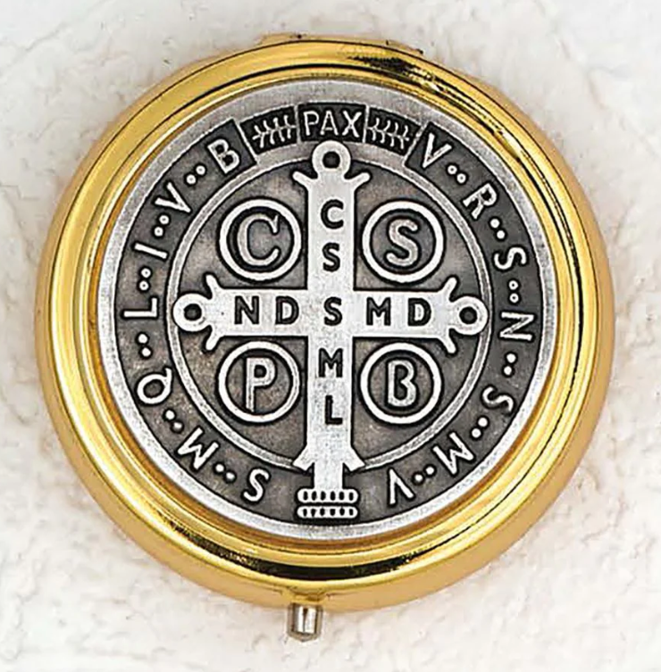 2.25" Silver & Gold Tone St. Benedict Medal Large Pyx