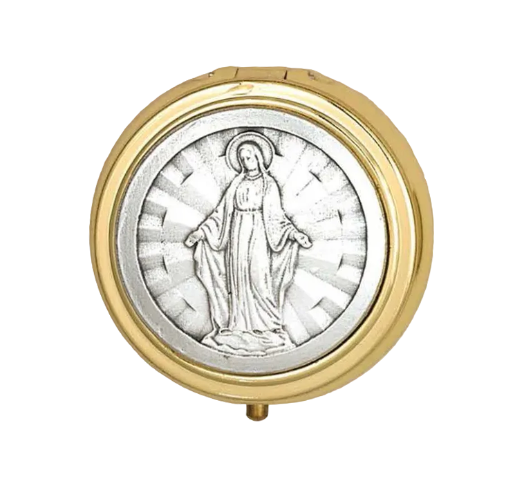 1.8" Gold & Silver Tone Our Lady of Grace Small Pyx