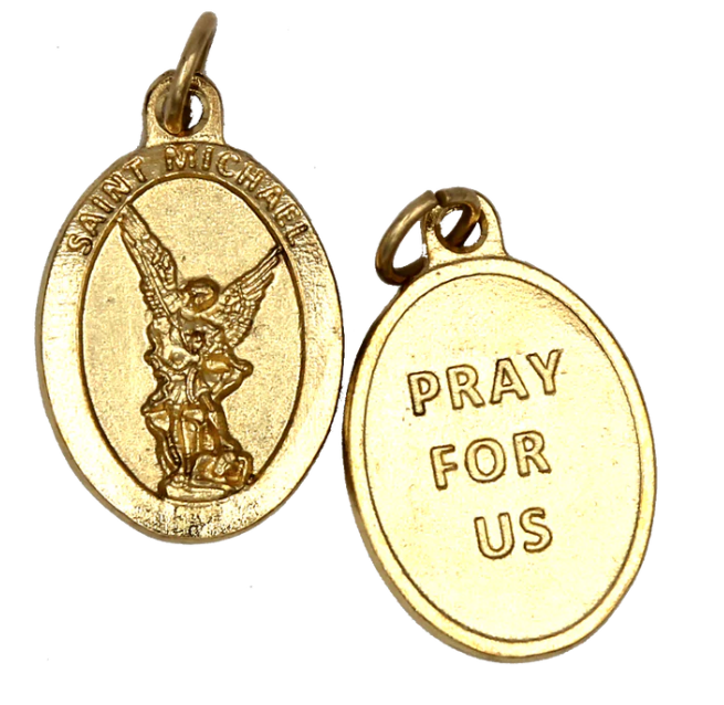 1" Saint Michael Gold Double Sided Medal