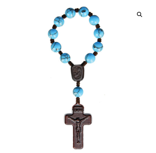 8mm Turquoise/Jujube Wood One Decade Rosary