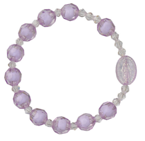 8mm Purple Acrylic Children’s Rosary Bracelet