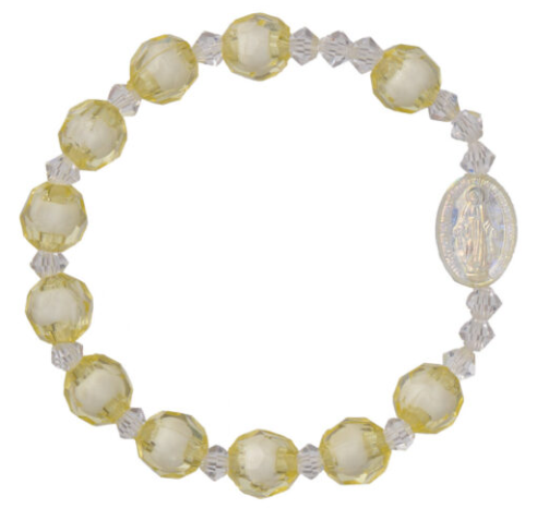 8mm Yellow Acrylic Children’s Rosary Bracelet