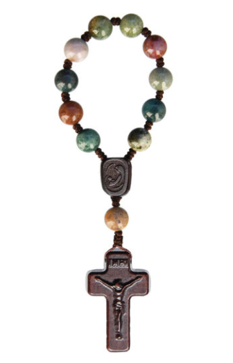 8mm Multicolor Onyx/Jujube Wood One Decade Rosary