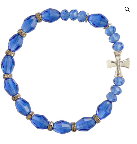 10mm Blue Genuine Crystal Rosary Bracelet