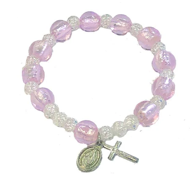 8mm Rose Imitation Murano Glass Stretch Bracelet