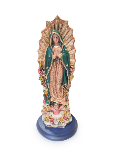 6.5" Resin Our Lady of Guadalupe with Roses Statue