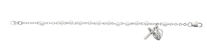 3mm White Pearl Rosary Bracelet