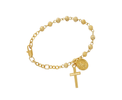 5.5" Gold Rosebud Our Lady of Guadalupe Rosary Baby Bracelet