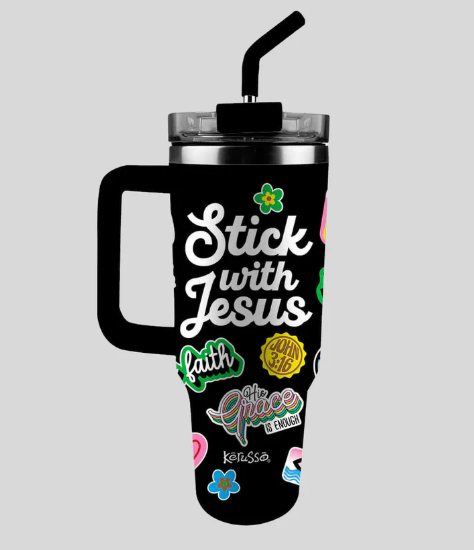 40 oz Stick With Jesus Stainless Steel Mug With Straw