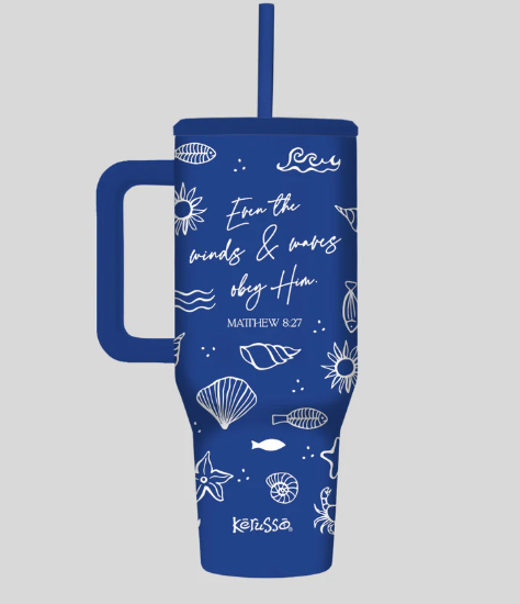 40 oz Wind Stainless Steel Mug With Straw