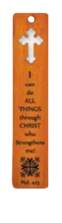 5" Wood Bookmark - Cross Phil. 4:13