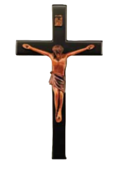 8" Wall Crucifix - Mahogany / Black