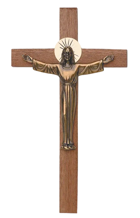 7" Wood Crucifix with Risen Christ and Halo