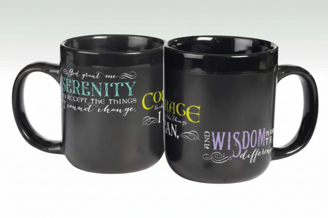 16 oz Black Serenity Prayer Mug