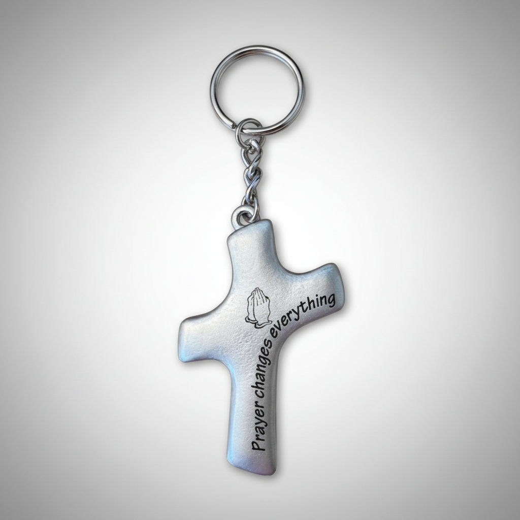 5" Cross Key Ring - Prayer Changes Everything