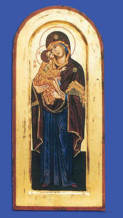 16.75" Hand Painted Our Lady of Vladimir Gold Leaf Icon