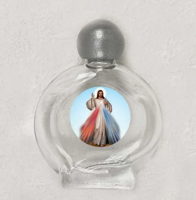 1 oz Divine Mercy Glass Holy Water Bottle