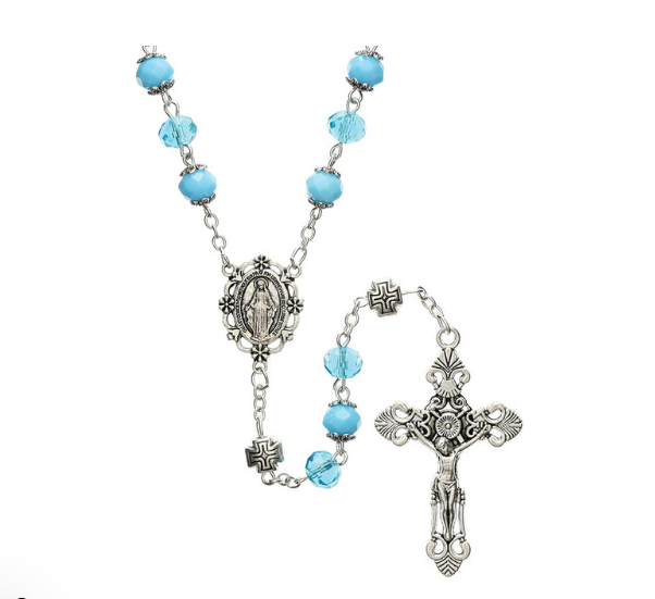 8 mm Sun Crystal Rosary - Our Lady of Grace