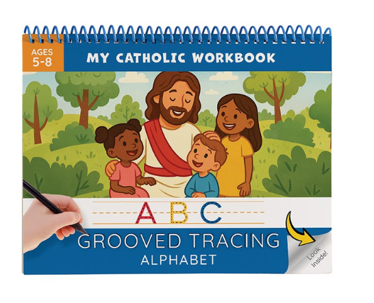 My Catholic Workbook: Alphabet Grooved Tracing