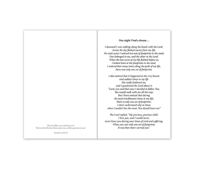 Recovery Card - Footprints Prayer